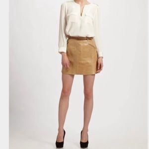 Joie size Med brown leather mini skirt